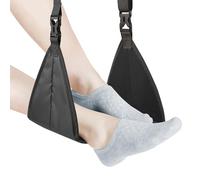 Reposapiés de avión mejorado sin choque de pies, base portátil diseñada para viajes, esencial de viaje, reposapiés de viaje portátil, accesorios de viaje de altura ajustable (Negro)