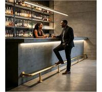 reposapiés de bar Barandilla a medida Reposapiés para barra, No requiere soldadura Barandilla de apoyo para los pies, Para mesas altas de bar(Gold,14 ft (427cm))