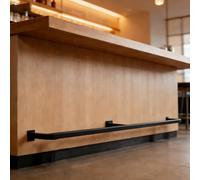 Reposapiés de bar Barandilla De Tubo Para Barra Pie Barra De Montaje Pared, Soportes Barandilla Reposapiés Personalizables Mostradores, Cuadrada Debajo(Black,20ft/610cm)