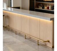 Reposapiés de bar Barandilla Tubo Riel Pie Barra Montaje Pared Personalizable, Soportes Barandilla Mostradores, Reposapiés Barra Cuadrada Debajo Del Mostrador(Gold,L 340cm/11.1ft)