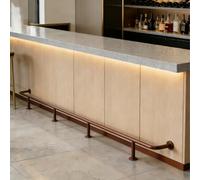 Reposapiés de bar Barandilla Tubo Riel Pie Barra Montaje Pared Personalizable, Soportes Barandilla Mostradores, Reposapiés Barra Cuadrada Debajo Del Mostrador(Brown,L 225cm/7.4ft)
