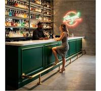 reposapiés de bar Reposapiés independiente Barandilla para apoyo de pies, Reposapié a medida Para mesa de bar, cocina o sala de juegos, Soportes de acero inoxidable(Gold,63in/160cm)