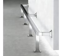 Reposapiés de Barra, reposapiés Industrial Ajustable para Barra - Kit de reposapiés de Cocina Dorado, barandilla de Tubo Cuadrado de 0,6 a 7,6 m, Tubo Plateado para Montaje Debajo de Escrito