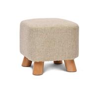 Reposapiés de lino y algodón con asiento acolchado y patas de madera, elegante reposapiés para decoración de sala de estar y dormitorio