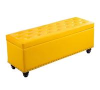 Reposapiés de madera con asiento de piel sintética, carga máxima de 150 kg, diseño rectangular, duradero, ideal para uso doméstico u oficina