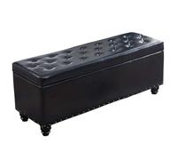 Reposapiés de madera con asiento de piel sintética, carga máxima de 150 kg, diseño rectangular, duradero, ideal para uso doméstico u oficina