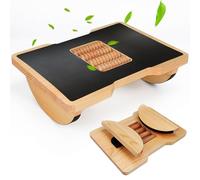 Reposapiés de madera para debajo del computadora en el trabajo, reposapiés ergonómico plegable con masajeador de rodillo para una mayor circulación y comodidad, tabla de equilibrio de balancines para