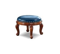 Reposapiés de madera tapizado de cuero vintage para mesa baja de café, taburete otomano pequeño para cambiar zapatos, elegante decoración del hogar