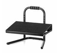 Reposapiés de pie ajustable, reposapiés for debajo del escritorio, con asa y seis ajustes de altura, taburete de acero negro, ideal for el trabajo, el escritorio, el hogar y la oficina