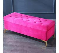 Reposapiés de terciopelo de lujo con botones de cristal, muebles decorativos modernos para sala de estar, banco tapizado rosa, 100 x 42 x 45 cm