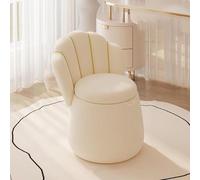 Reposapiés de terciopelo de lujo de 60 cm, respaldo alto, taburete para dormitorio y sala de estar, elegante asiento de tocador, color blanco, sin ruedas, cómodo asiento