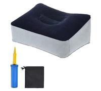 Reposapiés de viaje, juego de 2 cojines inflables for reposapiés de asiento de coche, almohada for reposapiés de piernas for avión, oficina, hogar, gris y azul