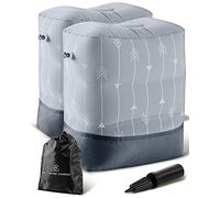 Reposapiés inflable para viajes aéreos, reposapiés de viaje en avión con altura ajustable para niños y adultos, bomba de aire portátil y bolsa de transporte (juego de 2)