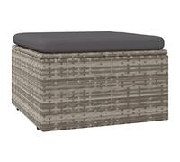 Reposapiés jardín con cojín gris 55 x 55 x 30 cm Polyrattan