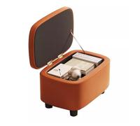 Reposapiés otomano caja de juguetes, cubo tapizado de cuero con marco de madera resistente para almacenamiento en la sala de estar, diseño multifuncional para apoyo y organización de los pies