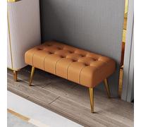 Reposapiés otomano con botones, de cuero, cubo, banco tapizado para cabecera de cama, base de metal, elegante mueble de entrada, 120 x 43 x 40 cm
