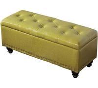 Reposapiés otomano copetudo - Asiento de almacenamiento multifuncional con patas de madera maciza para dormitorio y sala de estar