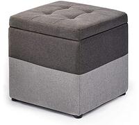 Reposapiés otomano cubo de almacenamiento, tapizado de tela con tapa con bisagras, caja de juguetes versátil que ahorra espacio, decoración del hogar