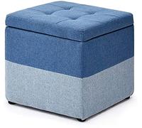 Reposapiés otomano cubo de almacenamiento, tapizado de tela con tapa con bisagras, caja de juguetes versátil que ahorra espacio, decoración del hogar