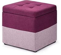 Reposapiés otomano cubo de almacenamiento, tapizado de tela con tapa con bisagras, caja de juguetes versátil que ahorra espacio, decoración del hogar