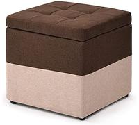 Reposapiés otomano cubo de almacenamiento, tapizado de tela con tapa con bisagras, caja de juguetes versátil que ahorra espacio, decoración del hogar