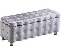 Reposapiés otomano de almacenamiento con tapa con bisagras, diseño rectangular para sala de estar o dormitorio, ideal para cambiar zapatos y soluciones de almacenamiento