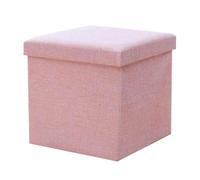 Reposapiés otomano de almacenamiento con tapa extraíble, caja de juguetes plegable, material de tela de lino, diseño que ahorra espacio