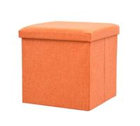 Reposapiés otomano de almacenamiento con tapa extraíble, caja de juguetes plegable, material de tela de lino, diseño que ahorra espacio