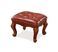 Reposapiés otomano de piel sintética de estilo vintage, taburete acolchado con marco de madera maciza para sala de estar, sofá, entrada, sala de maquillaje