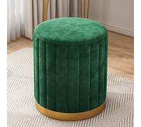 Reposapiés otomano de terciopelo en color beige, reposapiés tapizado redondo moderno, perfecto para sala de estar o dormitorio, taburete otomano pequeño