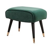 Reposapiés otomano de terciopelo suave rectangular acolchado con patas de madera, silla de maquillaje versátil para dormitorio y salón, pequeño reposapiés de gamuza verde