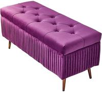 Reposapiés otomano rectangular de almacenamiento, tapicería de franela suave, diseño moderno para comodidad y organización de la sala de estar