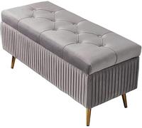 Reposapiés otomano rectangular de almacenamiento, tapicería de franela suave, diseño moderno para comodidad y organización de la sala de estar