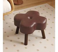 Reposapiés otomano redondo de madera maciza, pequeño reposapiés de cuero para debajo del escritorio, reposapiés para silla, otomana apilable con almacenamiento, reposapiés de madera maciza para el hog