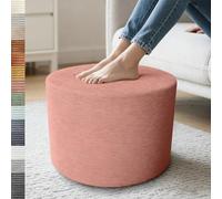Reposapiés otomano redondo de pana - Puf de 20 x 20 x 15 pulgadas para sala de estar, reposapiés de sofá de relleno de alta calidad, cojín perfecto para relajar tus pies