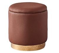 Reposapiés otomano redondo de terciopelo con tapa de almacenamiento para sala de estar y dormitorio, taburete vintage tapizado, tocador, cambiador, reposapiés para zapatos (marrón, 40 x 43 cm)