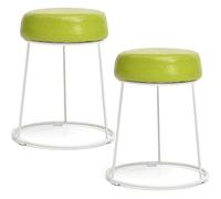 Reposapiés otomano redondo desmontable de hierro forjado, reposapiés tapizado apilable para sala de estar o dormitorio, 2 piezas, taburete cambiador de zapatos