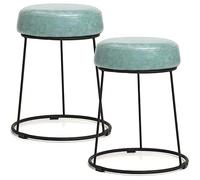 Reposapiés otomano redondo desmontable de hierro forjado, reposapiés tapizado apilable para sala de estar o dormitorio, 2 piezas, taburete cambiador de zapatos