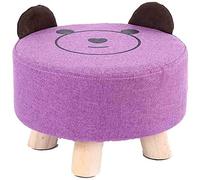 Reposapiés otomano, reposapiés redondo, reposapiés tapizado con funda de asiento extraíble, 3 pies de madera, para habitación, color morado