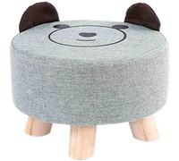 Reposapiés otomano, reposapiés redondo, reposapiés tapizado con funda de asiento extraíble, 3 pies de madera, para habitación, color cian