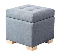 Reposapiés otomano Taburete para pies Almacenamiento otomano Reposapiés cuadrado Taburetes para zapatos Cofres de juguete Asiento acolchado Reposapiés de madera maciza Sala de estar, 6 colores (Color : Blue, Size : 40X40X40CM) (Blue