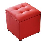 Reposapiés otomano Taburetes para pies Taburete para pies Almacenamiento otomano Reposapiés cuadrado Taburetes para zapatos Sala de estar Cofres de juguete de PU, 5 colores (Color : Pink, Size : 40X40X40CM) (Rojo 40X40X40CM)