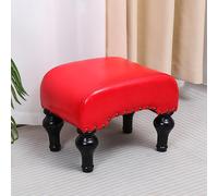 Reposapiés otomano tapizado de piel sintética con patas de madera maciza y almohadillas antideslizantes para dormitorio, sala de estar, oficina, pasillo