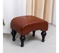 Reposapiés otomano tapizado de piel sintética con patas de madera maciza y almohadillas antideslizantes para dormitorio, sala de estar, oficina, pasillo