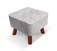 Reposapiés otomano vintage con patas de madera maciza para pasillo, sala de estar, patio, asiento acolchado ligero y cómodo, diseño que ahorra espacio, soporta hasta 150 kg, 40 x 40 x 34 cm