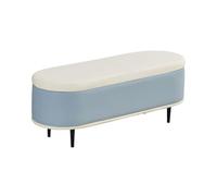 Reposapiés Ovalado Moderno, Banco para Zapatos de Entrada, Taburete de Almacenamiento con Patas de Metal, otomana de Noche con contenedor, Azul, 100 cm, decoración Elegante para el hogar, di