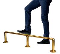 Reposapiés para Barra, Color Dorado, para Debajo del mostrador, 180 cm | Barandilla Redonda para restaurantes e Islas industriales | Altura Ajustable de 60 a 100 cm, diseño Duradero para Col