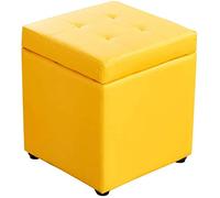 Reposapiés para reposar pies, taburete de sofá, taburete de piel sintética, taburete de almacenamiento, asiento de puf, caja de juguetes con bisagra superior, caja organizadora de puf, color negro, 30