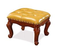 Reposapiés pequeño de cuero tallado vintage y taburete tapizado para sofá, sala de estar, entrada, maquillaje, piano, elegante y funcional