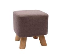 Reposapiés pequeño de madera, taburete otomano, puf acolchado, taburete tapizado, asiento for sala de estar, dormitorio con patas de madera de haya y funda de lino extraíble (gris cuadrado)(Brown,Squa